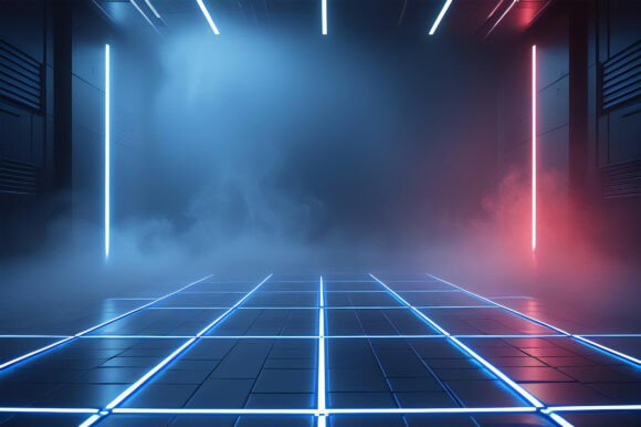 A Blue and Red Lit Floor: A Versatile Design Background