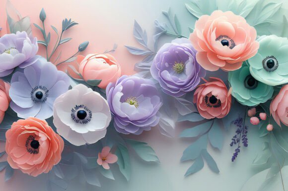 A Group of Flowers with Leaves: A Versatile Background for Creative Projects