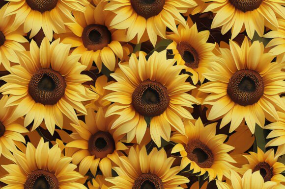 A Group of Yellow Sunflowers in Digital Design
