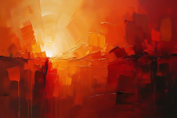 A Painting of a Red and Yellow Sun