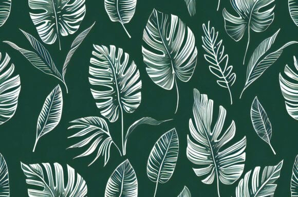 A Pattern of White and Green Leaves