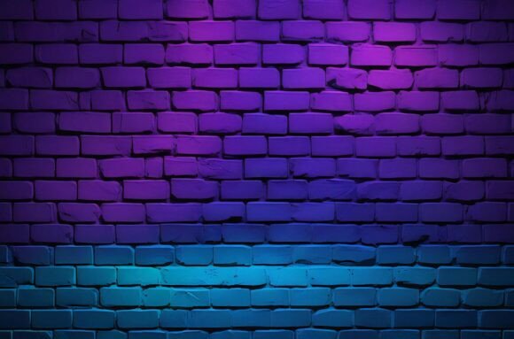 A Purple and Blue Brick Wall