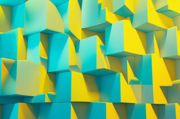 A Wall of Blue and Yellow Cubes: A Versatile Design Resource