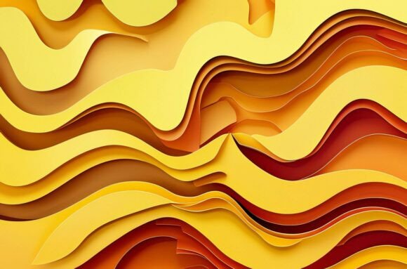 A Yellow and Orange Textured Wavy Shapes