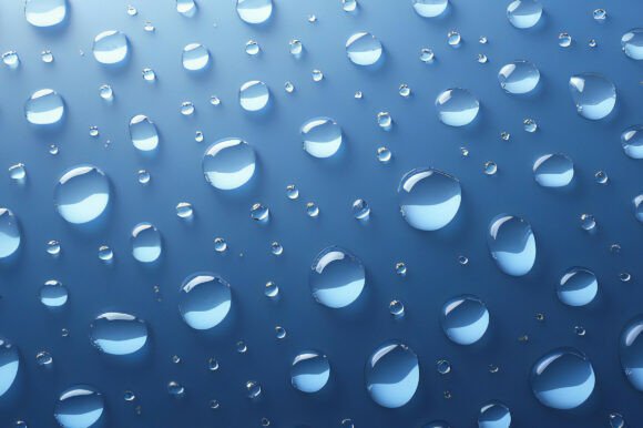 Water Drops on a Blue Surface